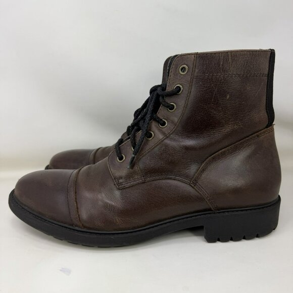 Frye Men\'s Brown Leather Lace-Up Boots -zipper main image 4